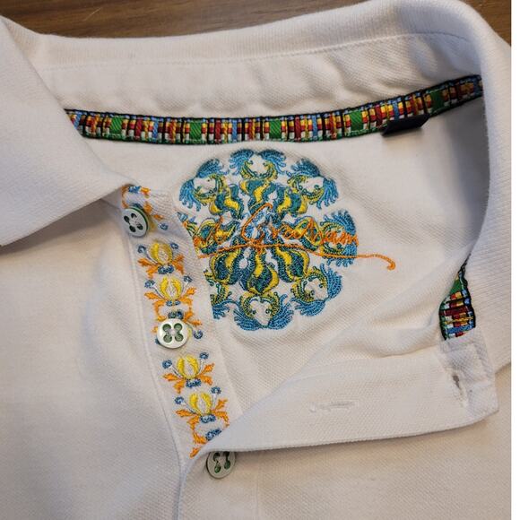 Robert Graham Men’s M White Polo Classic Fit Preppy Contrast Collar EUC - Picture 7 of 10